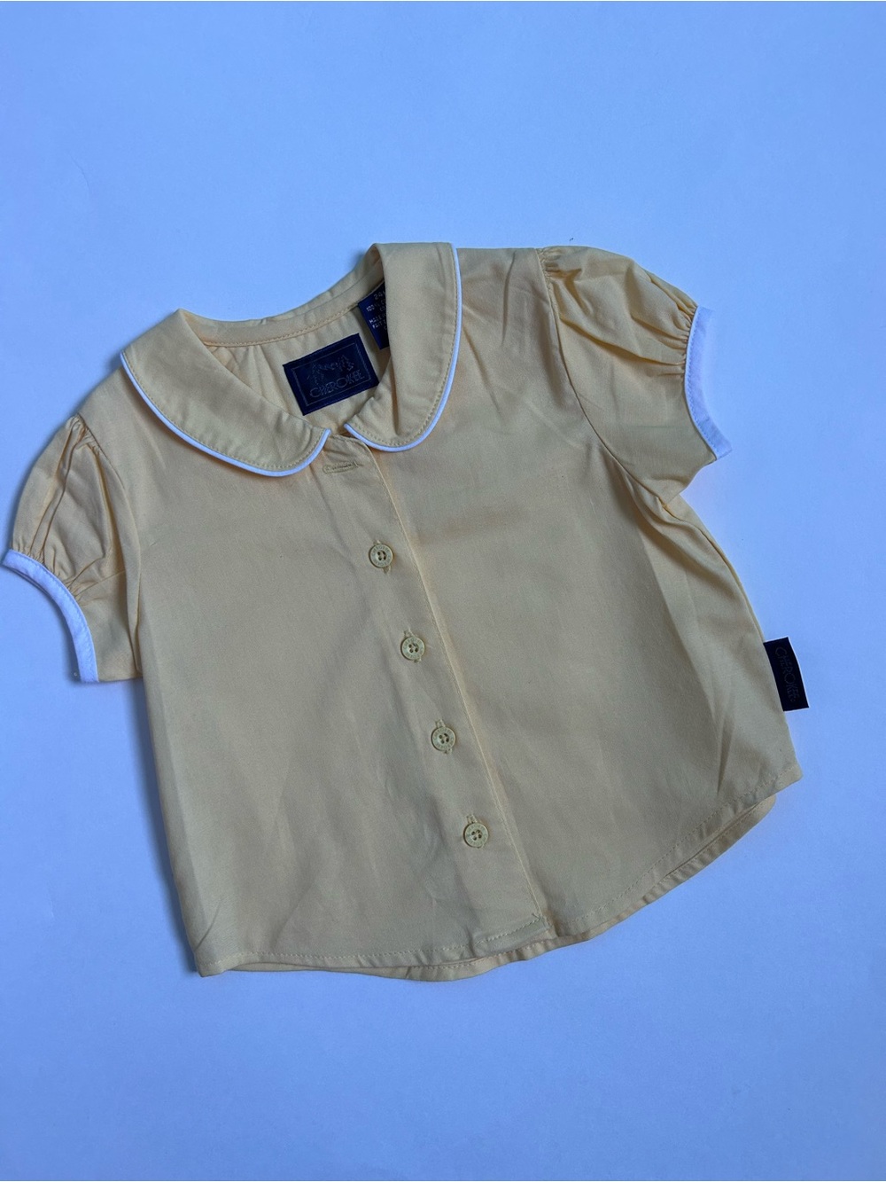Vintage Cherokee Butter Yellow Peter Pan Collar Button-Front Blouse